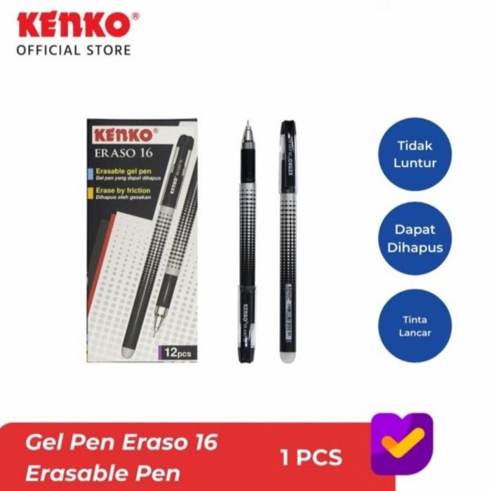 

Gel Pen KENKO Eraso 16 Hitam / Pulpen Bisa Dihapus (Satuan)