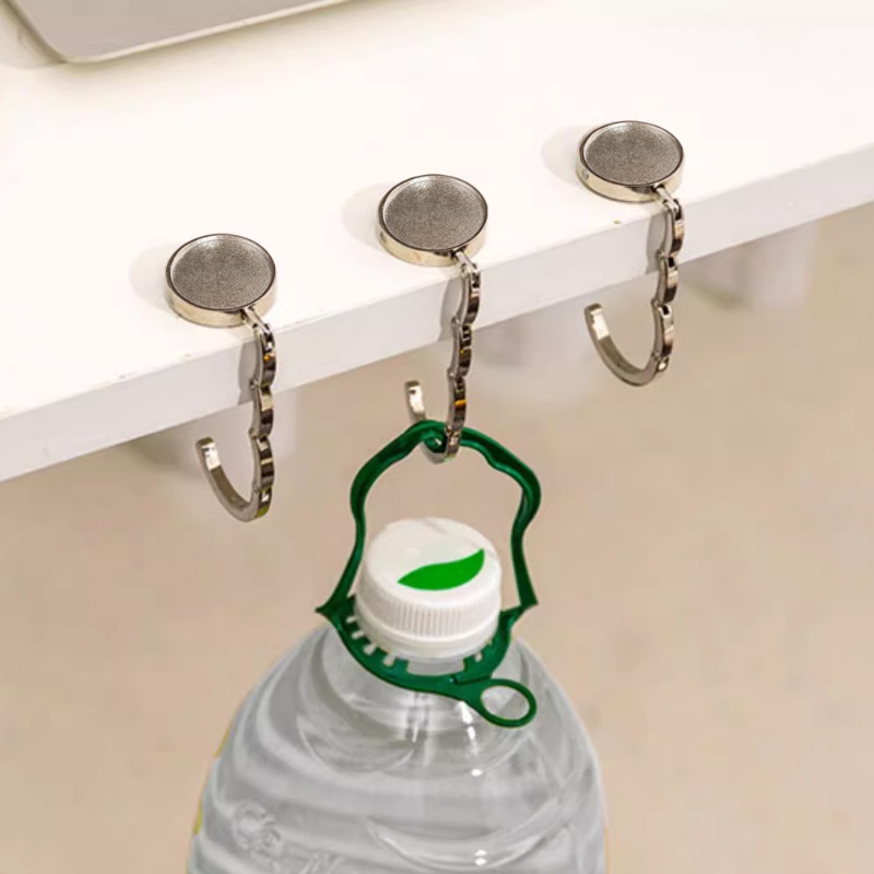 Mini Round Foldable Table Side Metal Hanging Hook/ Rak Penyimpanan Tas Tangan Meja Kantor Portable/ Tamasya Mudah Dibawa Hemat Ruang Tote Bag Hooks