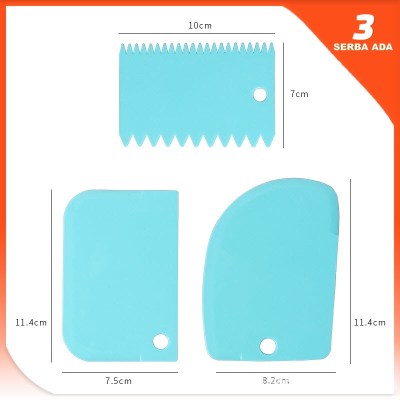 Pemotong Adonan Kue set 3 pcs / Pisau Adonan Kue / Pemisah Adonan Kue / Pemotong Adonan Kue Plastik / Scraper Kue