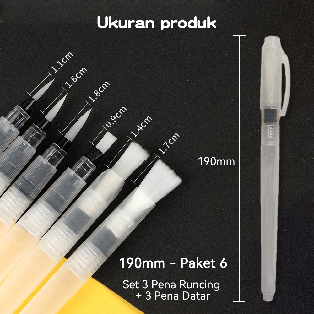 Lakhu 6pcs/set Water Pen Set Kuas Pena Untuk Cat Air Paint Brush Soft Watercolor Brushes for Drawing