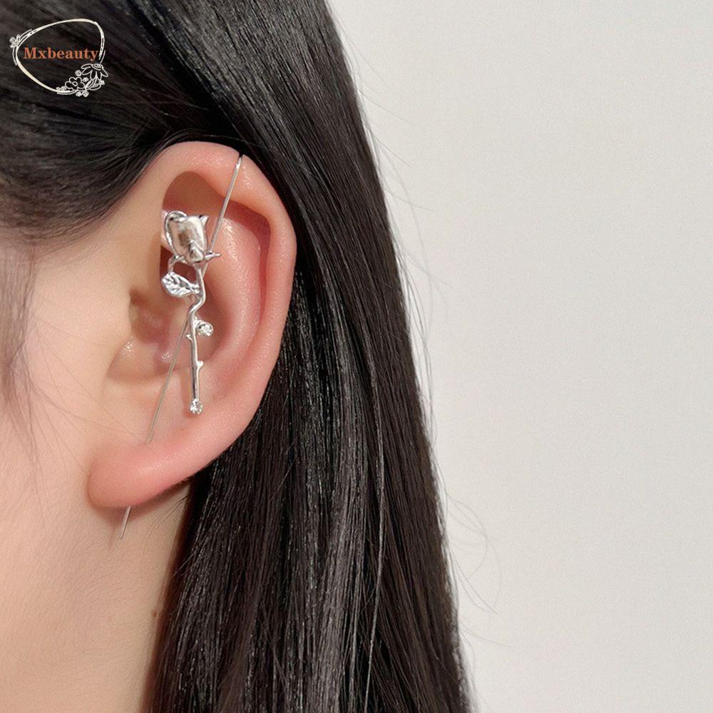 Mxbeauty Anting Klip Bunga Mawar Kepribadian Vintage Hadiah Gadis Untuk Wanita Anting Gaya Korea Sederhana