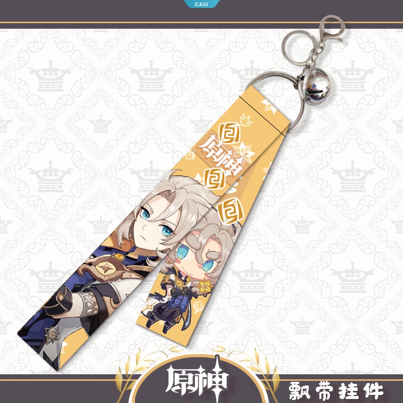 Genshin Impact Wander-Scaramouche Kamisato Ayaka Klee Nahida Ganyu Kartun Anime Lanyard Bell Key Aksesoris Gantungan Kunci Siswa [ZK]