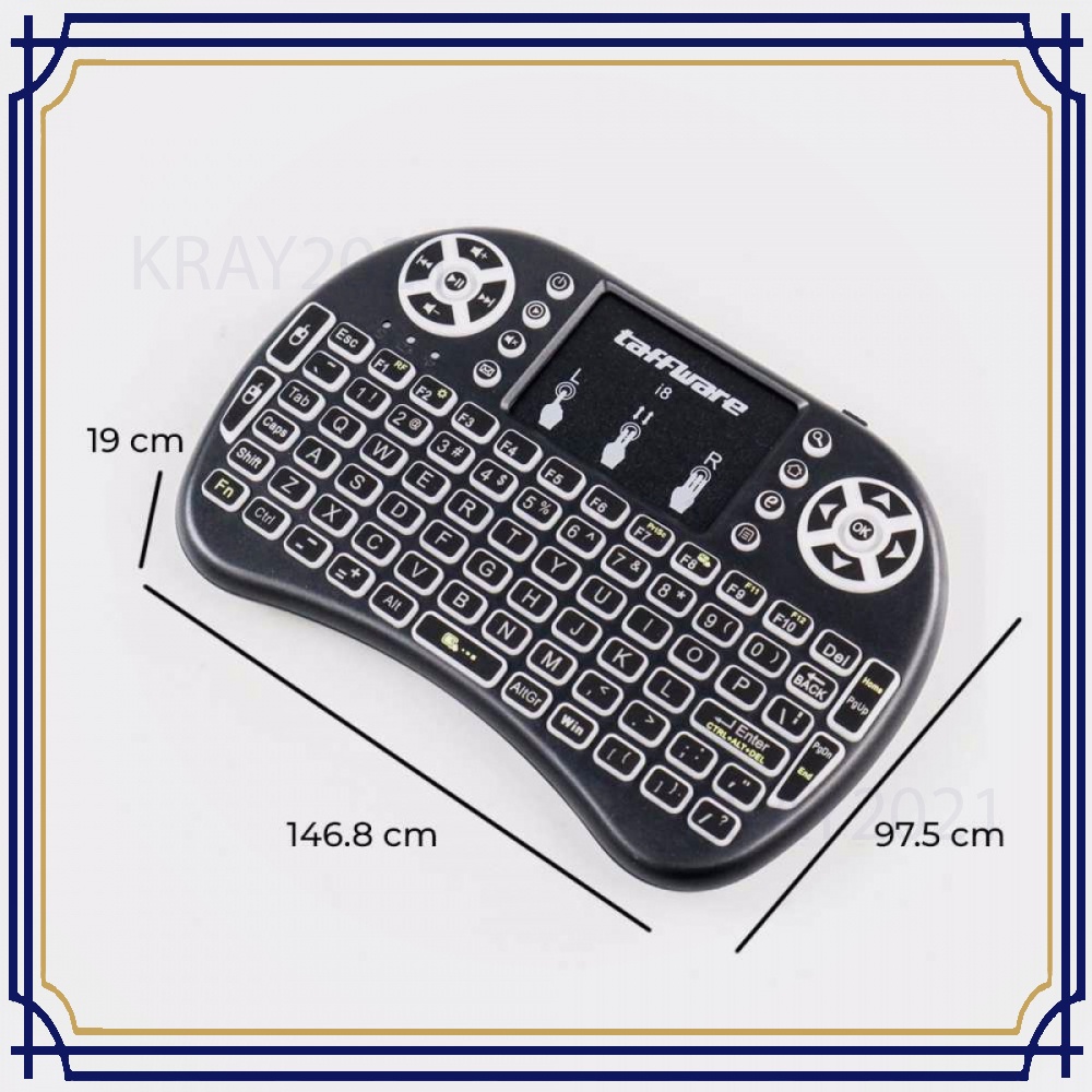 Taffware Air Mouse Wireless Mini Keyboard RGB 2.4GHz Touch Pad - I8