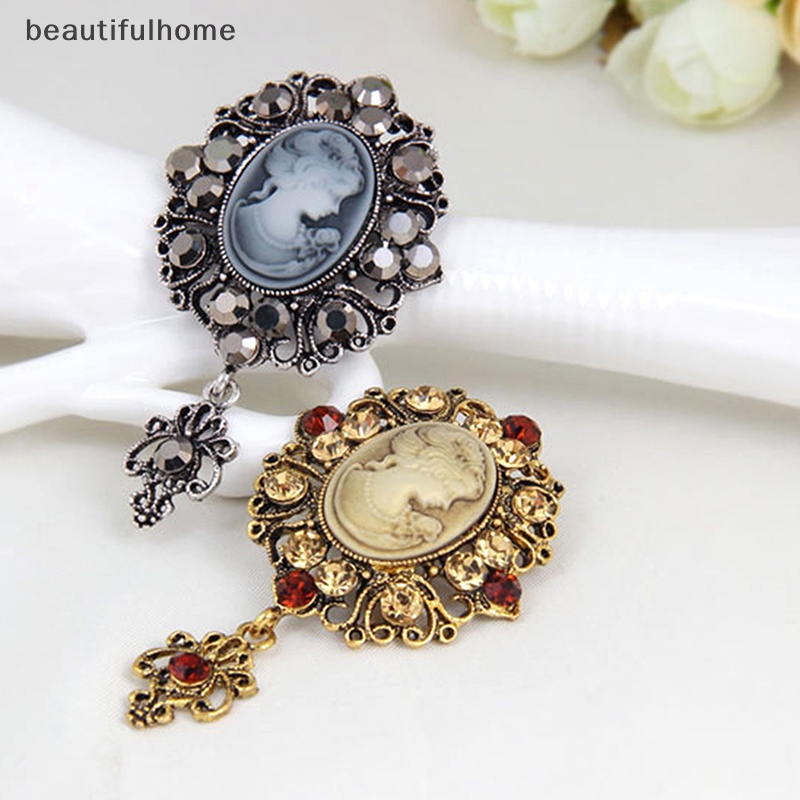 {beautifulhome} Hot Cameo Victorian Style crystal Pesta Pernikahan Wanita Liontin Bros Pin.