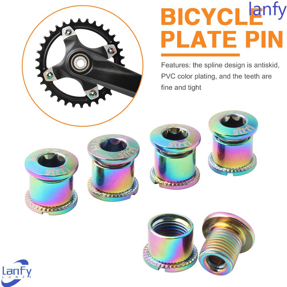 Lanfy Rantai Roda Baut Tetap Sepeda Jalan 5 Pcs Single /Double/Triple Disc Chainring Wheel Screw Aluminium Alloy Sepeda Disc Plate Nail