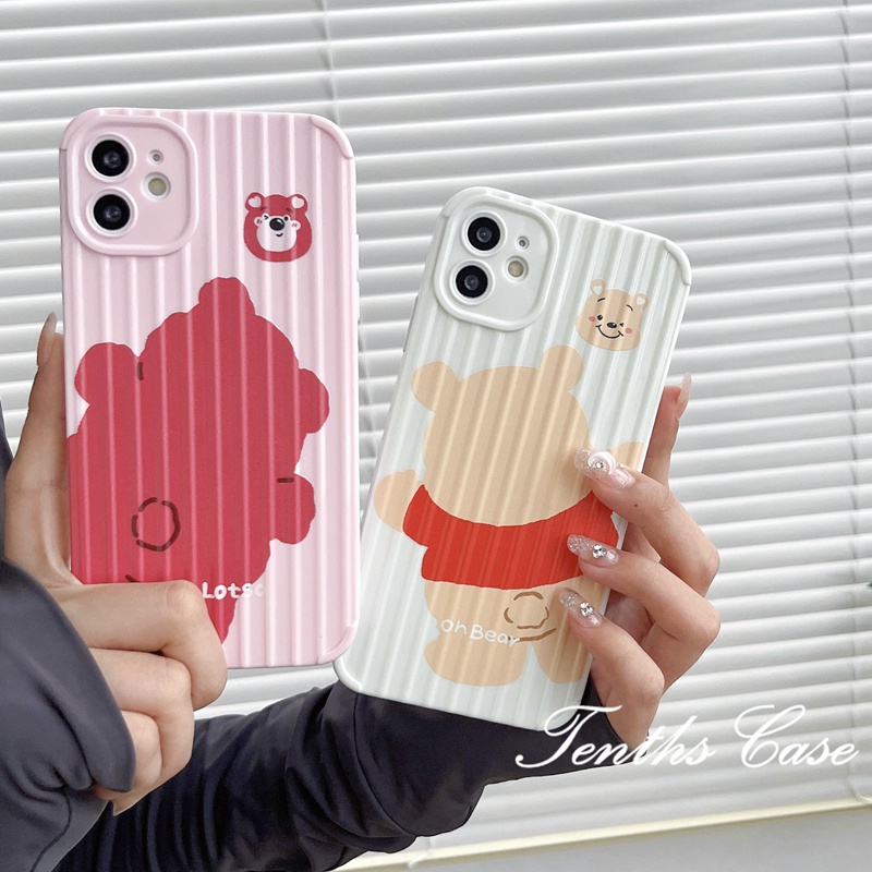 IPHONE Kompatibel Untuk Iphone14 13 12 11 Pro Max X XR Xs Max8 7 6 6s Plus SE 2020sarung Bagasi Gaya Pasangan Casing Ponsel Motif Beruang Kecil Yang Lucu