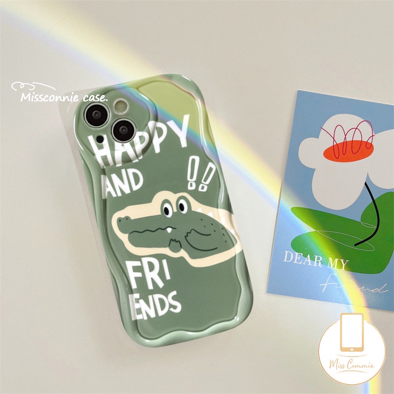 Case Pasangan Tepi Melengkung Bergelombang 3D Untuk Realme C35 C55 C21Y C53 C15 C11 C25Y 5i 9i 7i 5 6i 5s C12 C3 C3 C21 C17 C20 C31 C25s C25 C30 C20A C3 Kartun Lucu Crocodile Dinosaurus Soft Cover