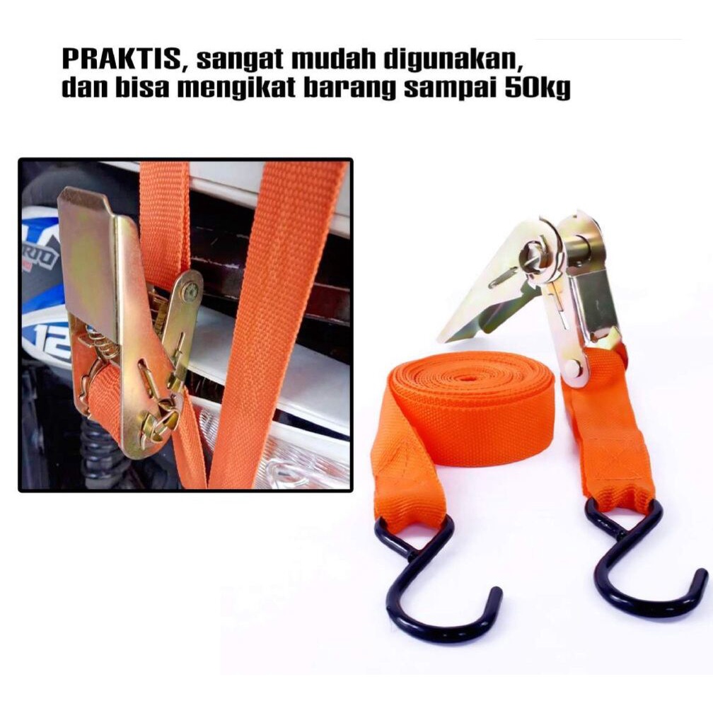 Ratchet Tie Down Tali Pengikat Barang Motor 4 m