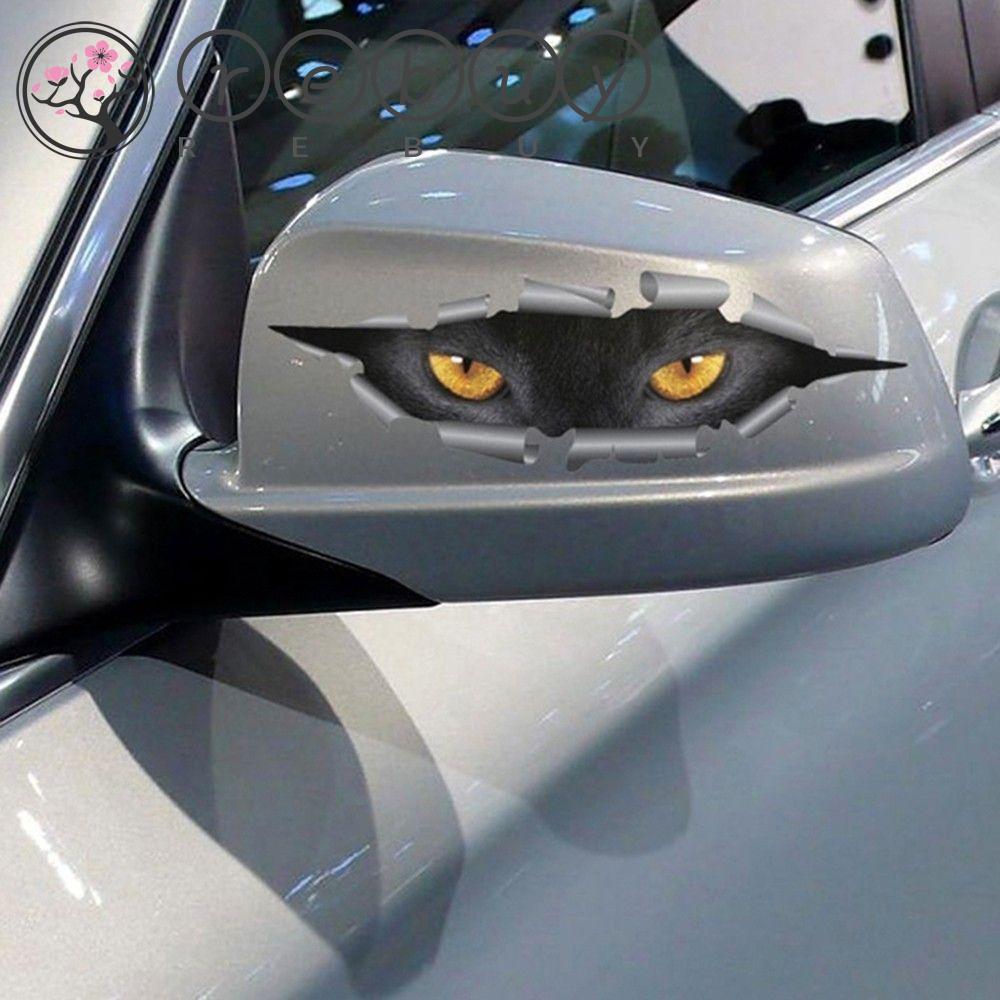 Rebuy Cat Eye Stiker Mobil-Styling Mata Kucing Hitam Semua 3D Tahan Air Lucu Utuh Styling Aksesoris Mobil