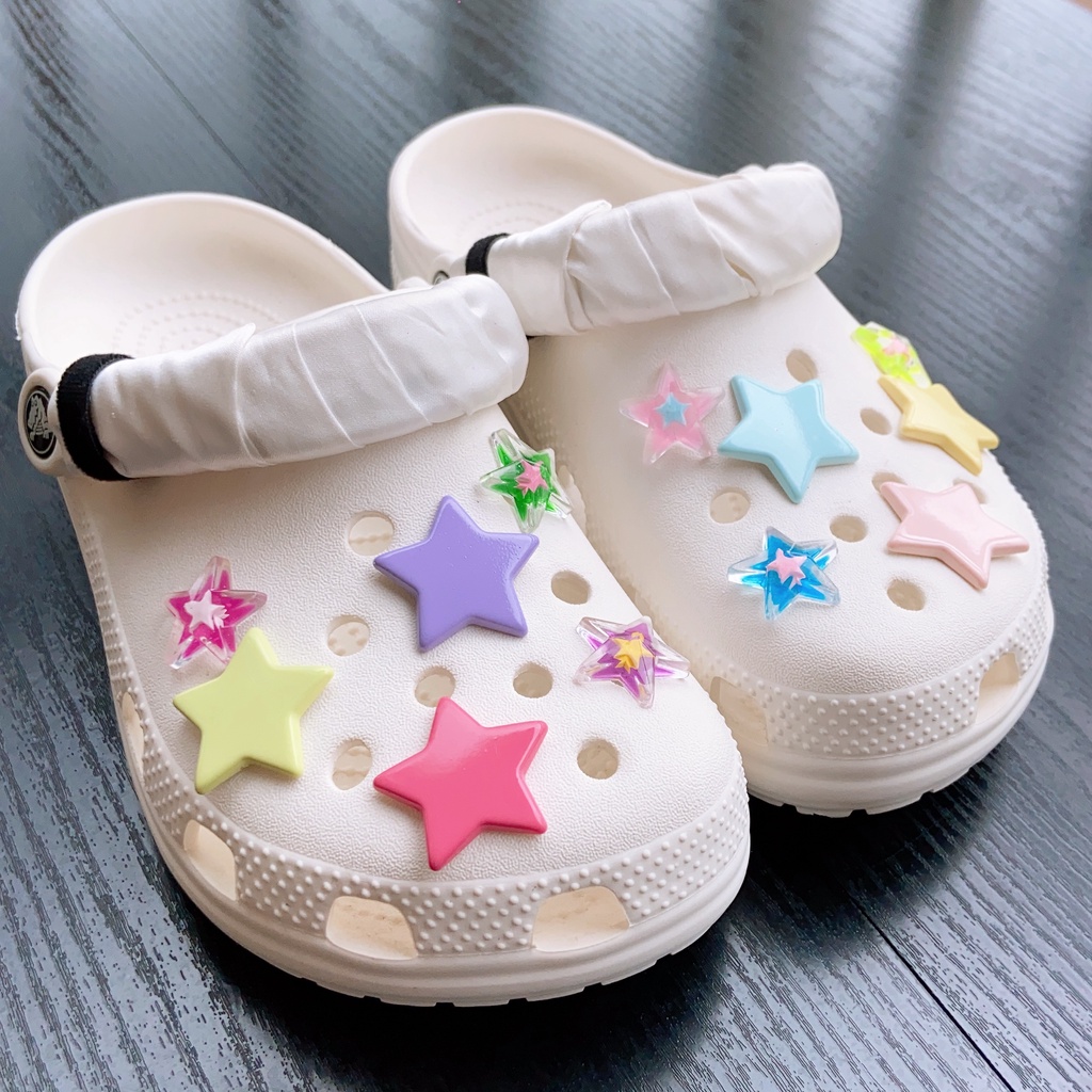 12pcs Macaron Cream Bintang Croc Jibz Charm Kancing Aksesoris Sepatu Fashion# Seri Bintang