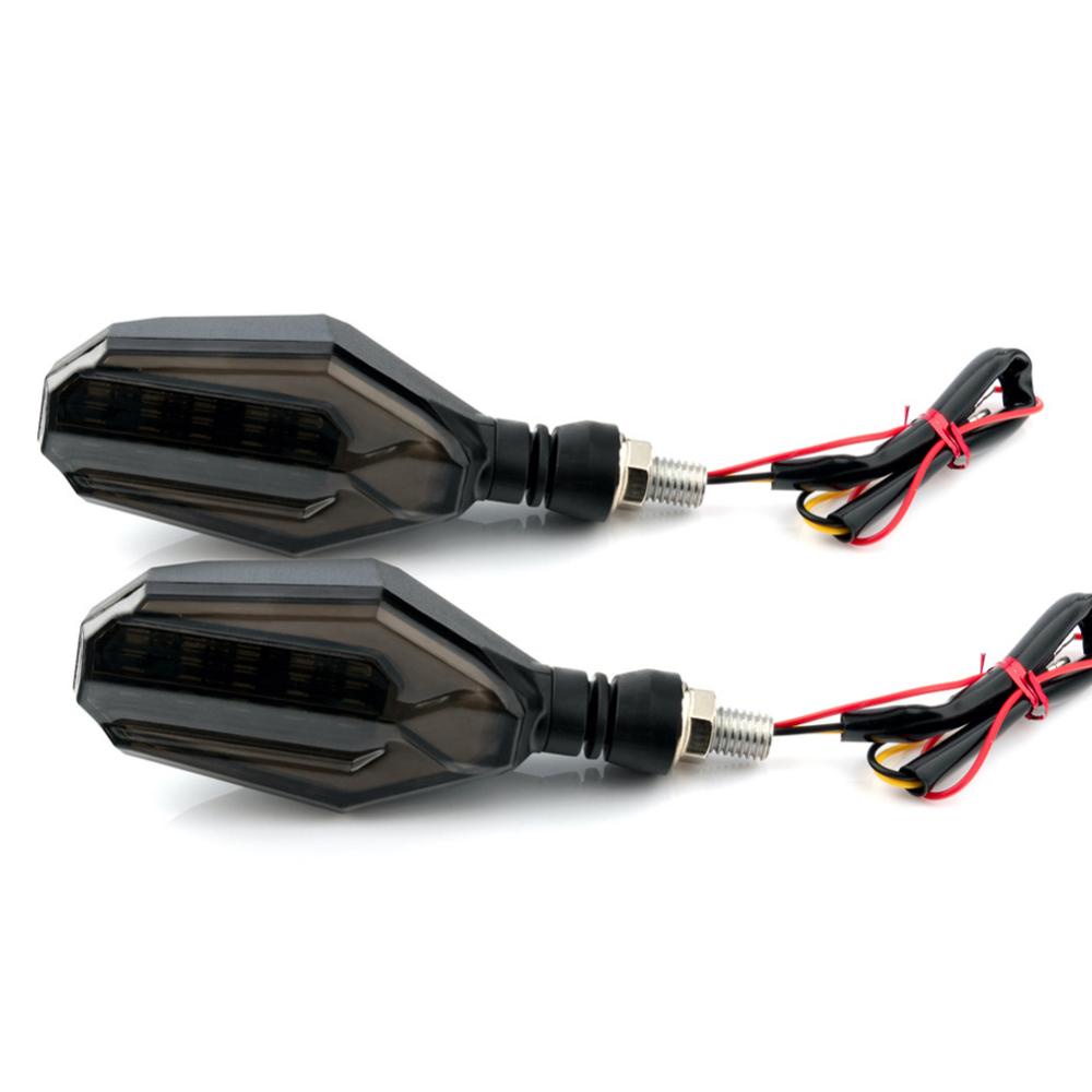 Openmall 2Pcs Lampu Sinyal Belok Motor LED Flasher Blinker Dual Colors Amber Signals Daytime Light Moto Indikator Aksesoris Lampu K2Q8