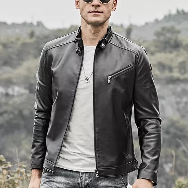 jaket kulit cowok dari kulit asli domba/ jaket kulit asli motor touring-jaket kulit original model t