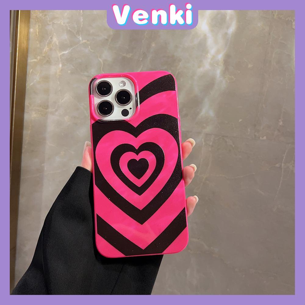 VENKI - Untuk iPhone 11 iPhone Case Hitam Merah Muda Mengkilap TPU Lembut Tahan Guncangan Perlindungan Kamera Hati Sederhana Kompatibel dengan iPhone 14 13 Pro max 12 Pro Max xr xs max 7Plus 8Plus