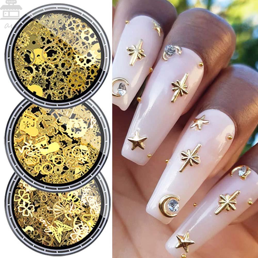 Agustin 3D Dekorasi Kuku Jepang Ukuran Campur Bintang Manikur Aksesoris Rivet Nail Rhinestone Nail Jewelry