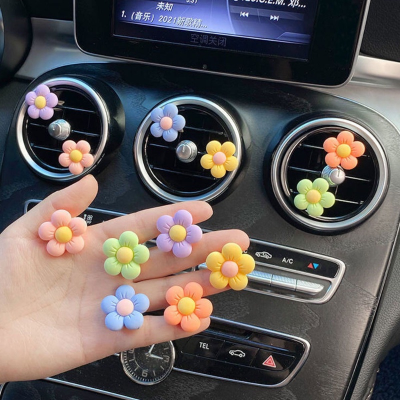 [warna Random] bunga lucu aromaterapi mobil ac Outlet parfum klip / Auto Air Freshener Colorful Flora Decor mobil / aksesoris Interior / tidak termasuk aromaterapi