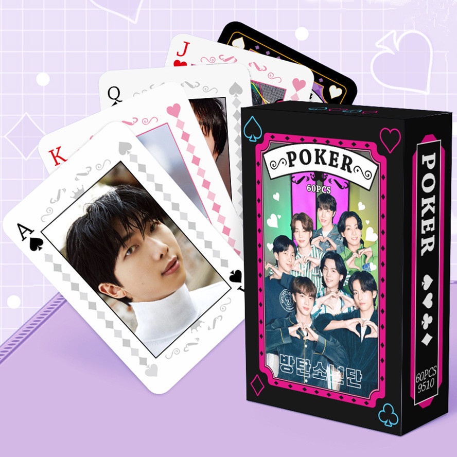 60pcs /box Hitam-PINK BT-S TWICE Poker Card STRAY KIDS TXT NJ Kpop Kartu Bermain