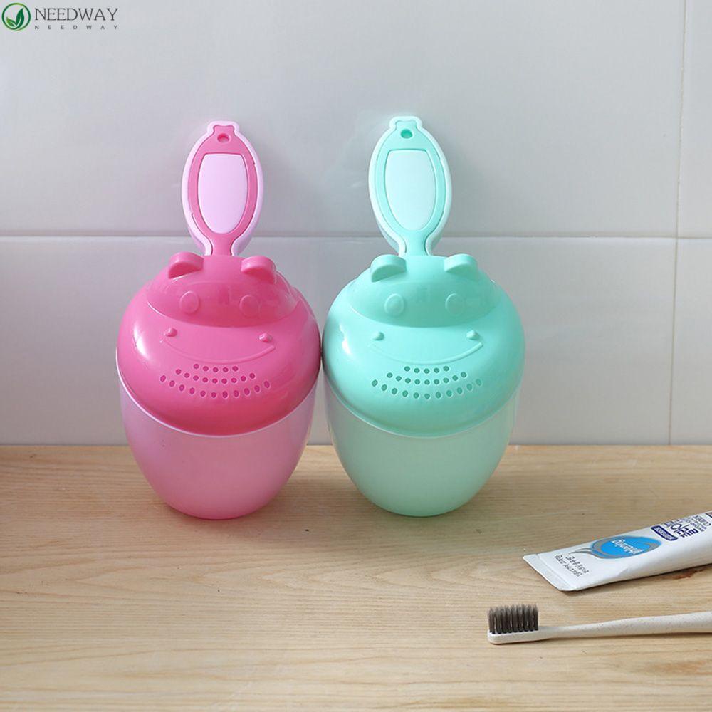 NEEDWAY Cangkir Keramas Bayi Shower Water Spoon Bath Wash Cups PP Hippo Kartun Beruang Renang Kepala Siram Botol