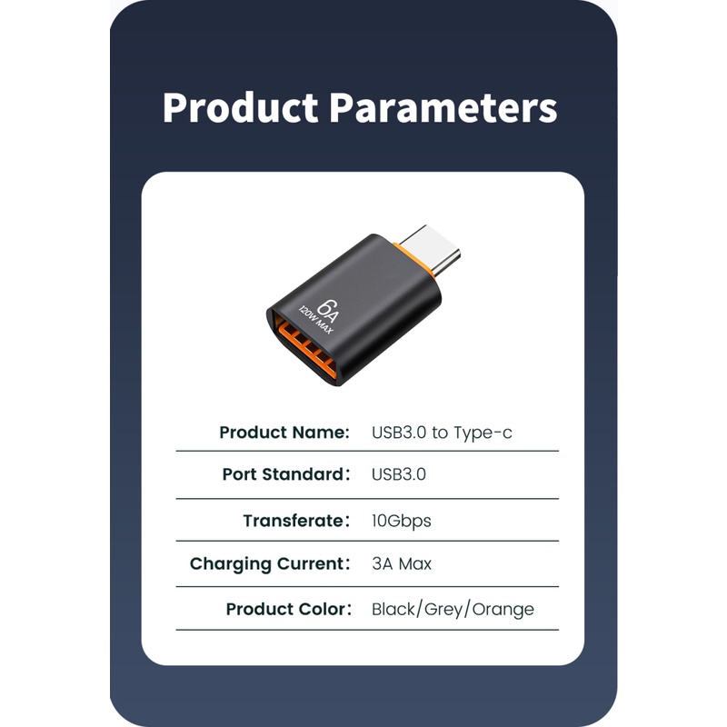 6a USB OTG Ke Tipe C Adaptor Transfer Data Tipe C Female to USB Male Converter Fast Charging Adapter Untuk Laptop Macbook Samsung