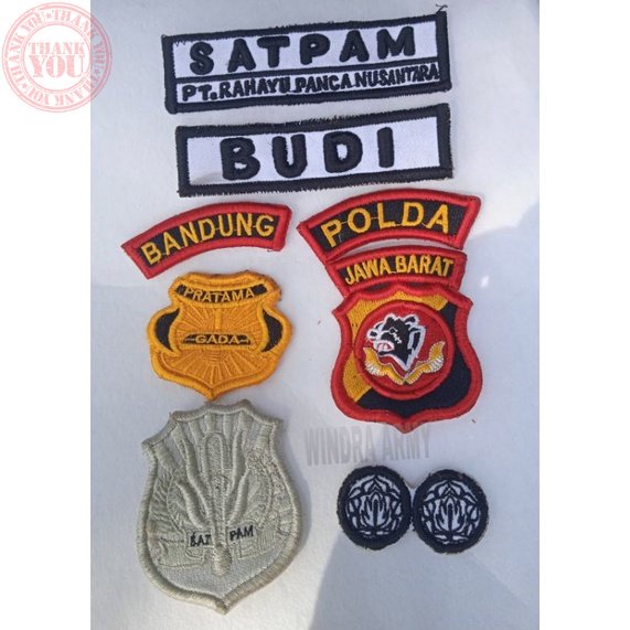 Bordir LOGO SATPAM TIMBUL SATU SEAT KUMPLIT /LOGO GADA TIMBUL /LOGO NAMA TIMBUL/ Terbaru BordirNama 