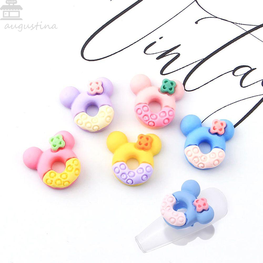 AUGUSTINA Agustina Donat Kuku Pesona Lucu Permen Warna Resin Flatback DIY Perlengkapan Kerajinan Mickey Mouse Manicure Aksesoris