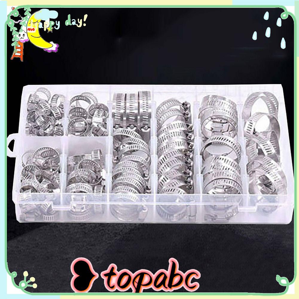 Top 100Pcs Klem Lakban Gigi Cacing Isi 304jepit Selang Stainless Steel Kit Aneka Kit Untuk Aplikasi Mekanik