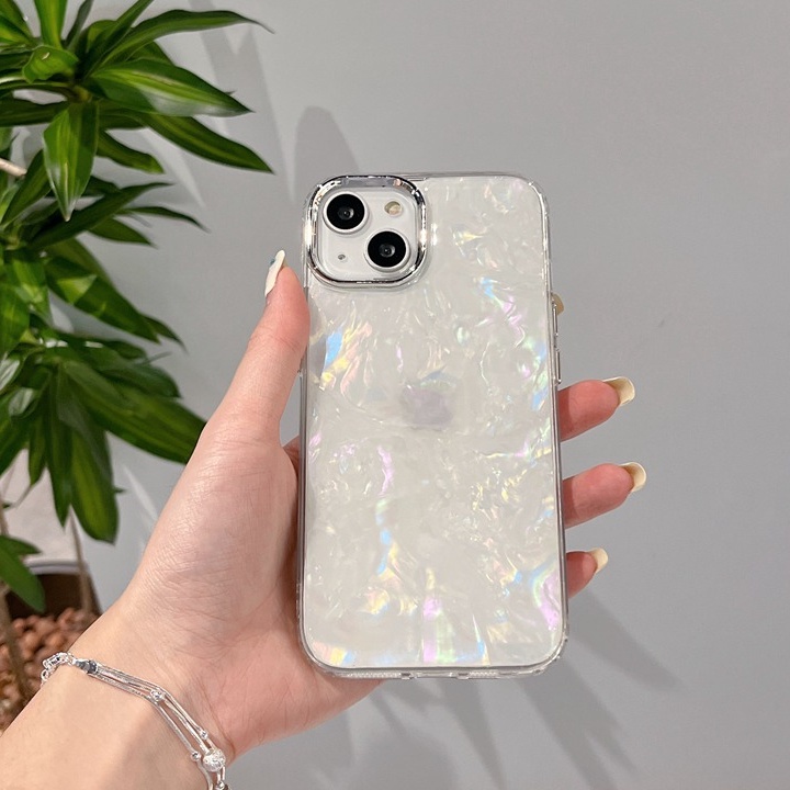 Silver Camera Colorful Shell Pattern Soft TPU Case HP iP iPhone 12 13 14 Pro Max 11 FTD Girl Woman Casing Apple