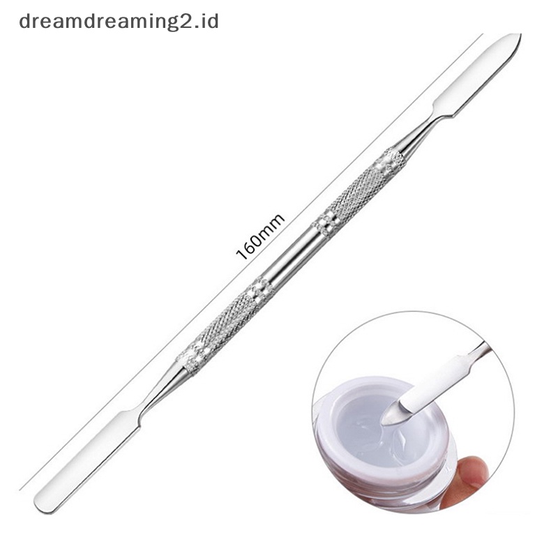 (drea) Spatula Kepala Ganda Stainless Steel Mixing Stick Foundation Pencampuran Alat Make Up //