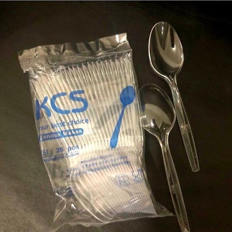 APS -C409- 1 Pack Sendok Plastik -Sendok Makan Plastik Bening - Sendok Plastik Bening Satuan