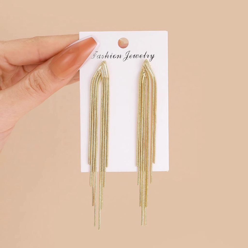 Anting Tusuk Panjang Menjuntai Model Fuji Bahan Halus Pesta Elegan