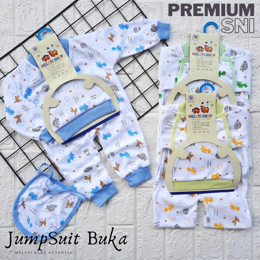 Romper Jumpsuit unisex Bayi Baru Lahir 3 Set Katun Motif Bersertifikat SNI newborn