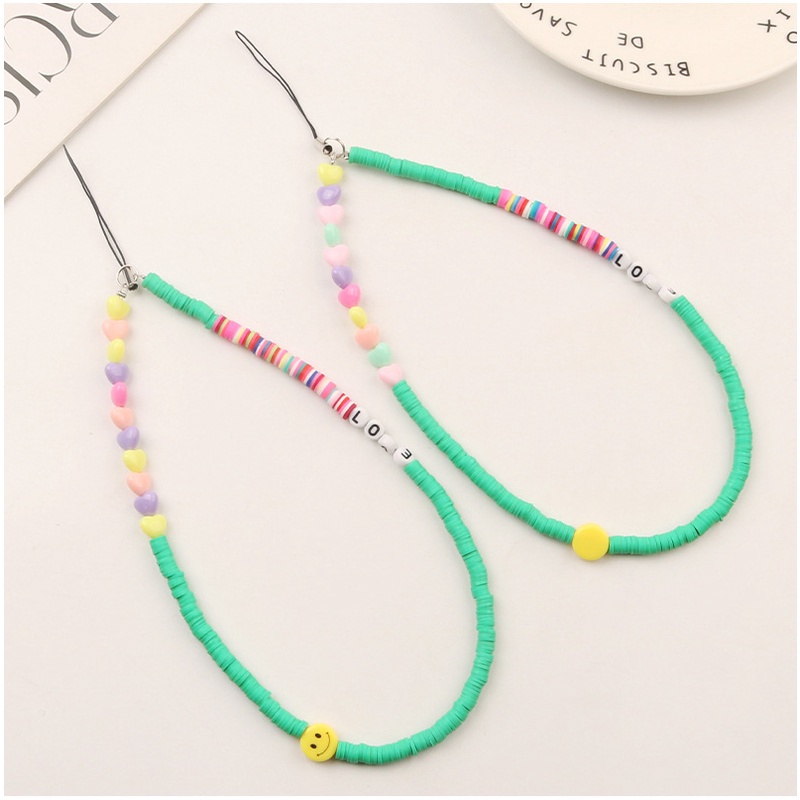 Rainbow Macaron Color Love Heart Silicone Slice Beads Rantai Anti Hilang Universal Phone Strap Untuk Untuk iPhone Untuk Samsung Untuk OPPO Untuk VIVO Untuk Huawei Untuk Redmi Untuk Xiaomi