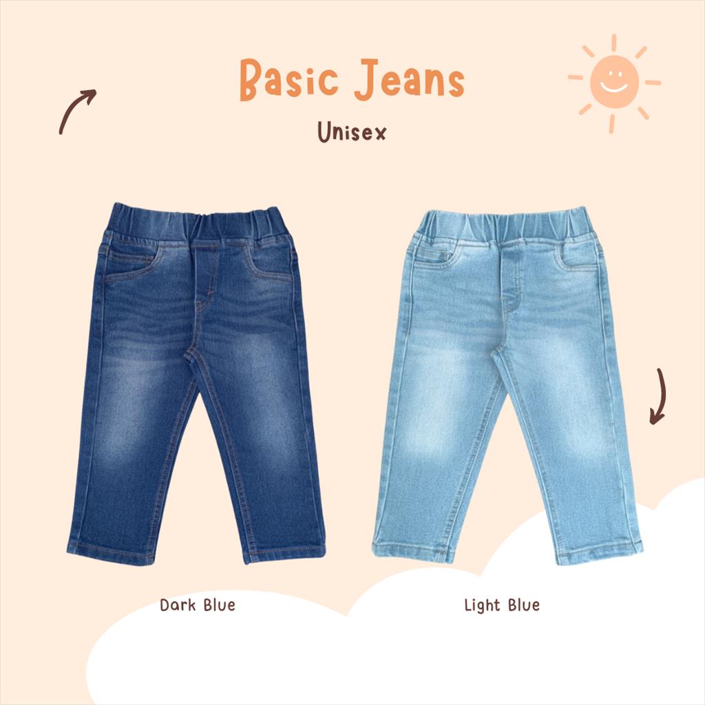 Yobebee Celana Jeans Panjang Anak Unisex Usia 2 4 6 8 10 12 Tahun Bawahan Kids Pants Denim Karet Remaja Tanggung Straight Model Casual Tren Anak Laki Laki Perempuan Cewek Cowok