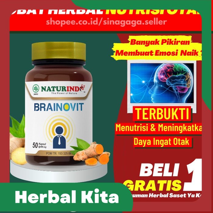 Vitamin Otak Nutrisi Herbal Daya Ingat Anak Cerdas Brainovit Naturindo - Brainovit