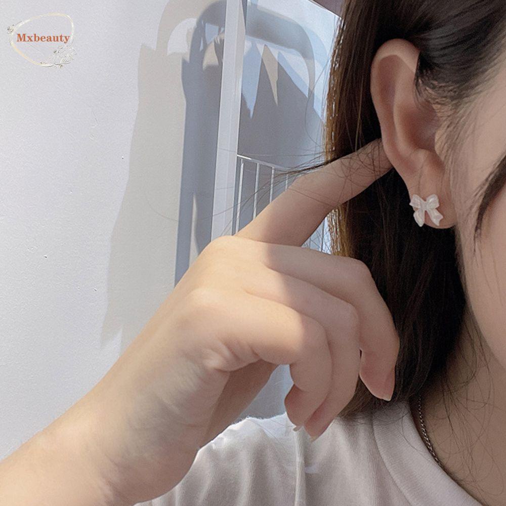 MXBEAUTY Anting Busur Manis Geometri Sederhana Warna Jelly Musim Semi Gadis Wanita Stud Earrings