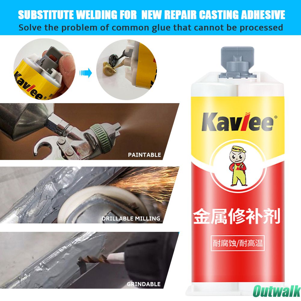 ღ 100g Ab Metal Casting Repair Glue Metal Repair Paste Lem Industri Pengelasan Dingin Yang Kuat Tahan Panas 2 In1 Agen Perbaikan Sealant Ikatan Kuat