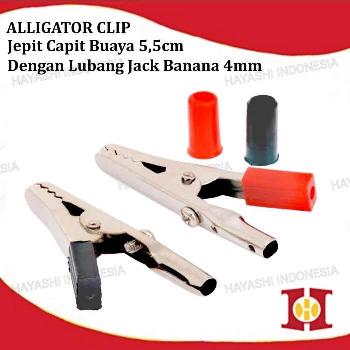 Jepit Capit Buaya Besar 5.5cm Aki Accu Alligator Clip Test Probe Plug-10PC