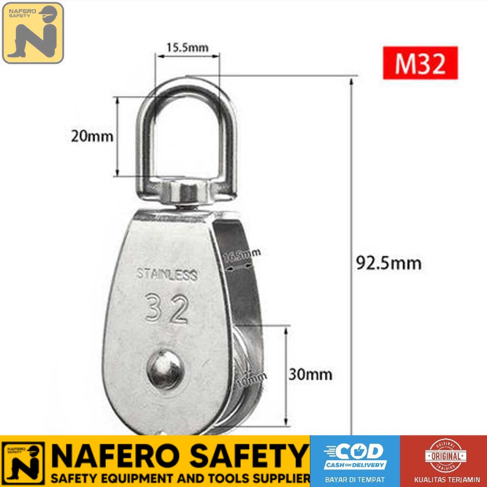 Taffware Katrol Kerekan Mini Serbaguna Swivel Pulley Stainless Steel