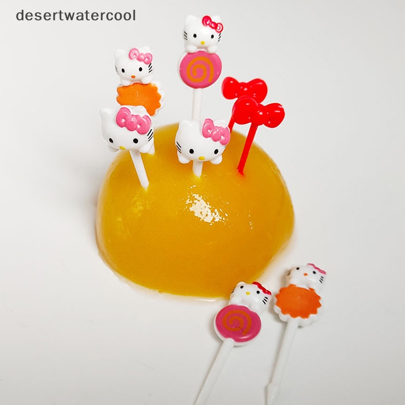 Deid 8pcs /set Mini Kitty Garpu Buah Anak Snack Dessert Bento Sandwich Makan Siang Dekorasi Pesta Martijn