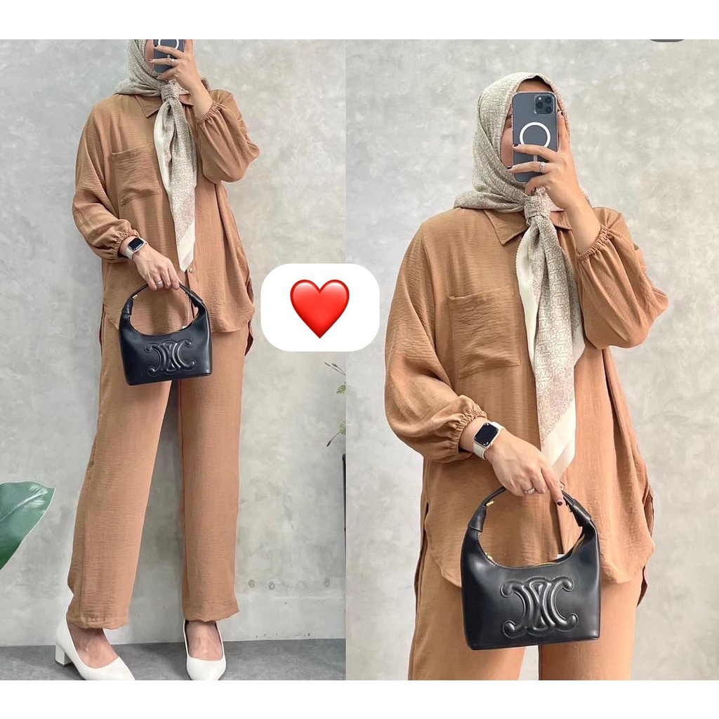 SET CRINKLE JUMBO LD 120 CM XXXL-XXXXL ONE SETELAN CRINCLE AIRFLOW WANITA SUPER PREMIUM ADEM LEMBUT - zema set vol 5.0