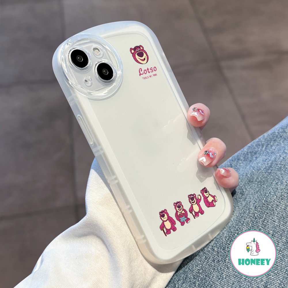 IPHONE Casing Ponsel Manyo Beruang Strawberry Kompatibel Untuk Iphone11 12 13 14 Pro Max XR X XS 7Plus 8Plus Lembut Shockproof TPU Clear Cover