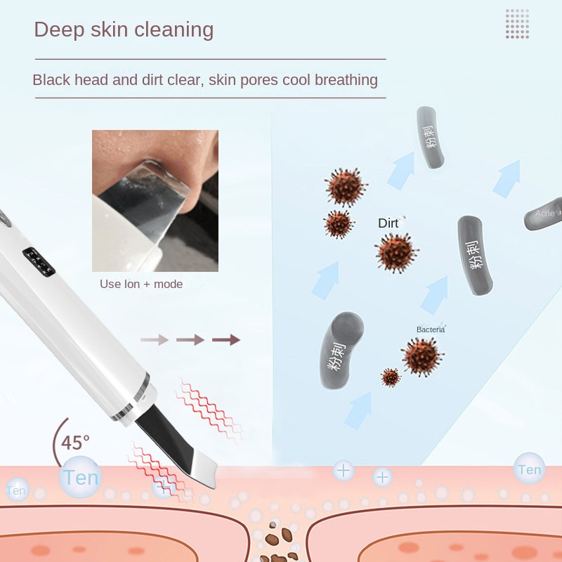 Electric Facial Skin Scrubber Gentle Ultrasonic Penghilang Komedo Alat Perawatan Wajah