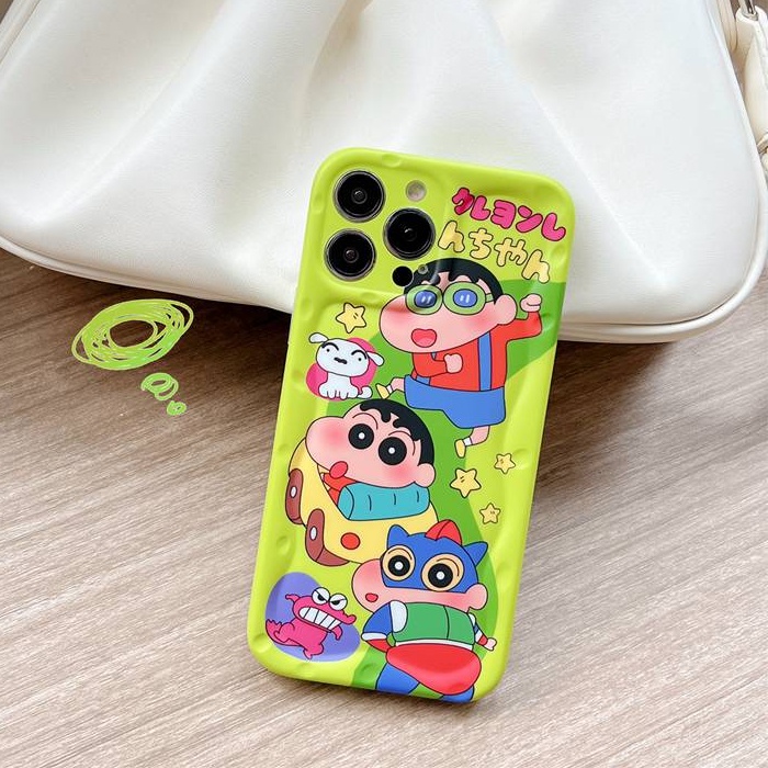 Green Anime Crayon Shin-chan Soft TPU Case HP iP iPhone 12 13 14 Pro Max 11 FTD Casing Apple