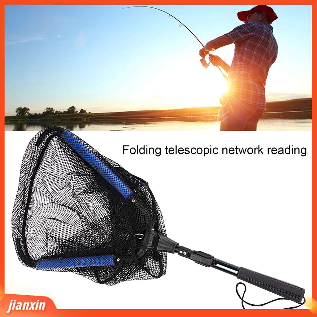(In Stock) Jaring Ikan Mudah Dibawa Ringan Tahan Aus Portabel Lubang Lebat Menangkap Ikan Nylon Retractable Telescoping Fish Net Untuk Outdoor