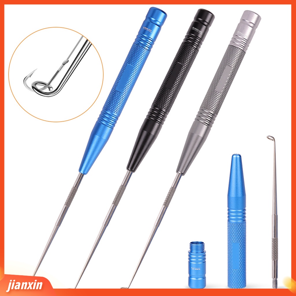 (In Stock) ic Bawah Spiral Desain Kait Retraktor Pegangan Anti-Selip Tabung Penyimpanan Dilepas Stainless Steel Fish Hook Remover Peralatan Memancing