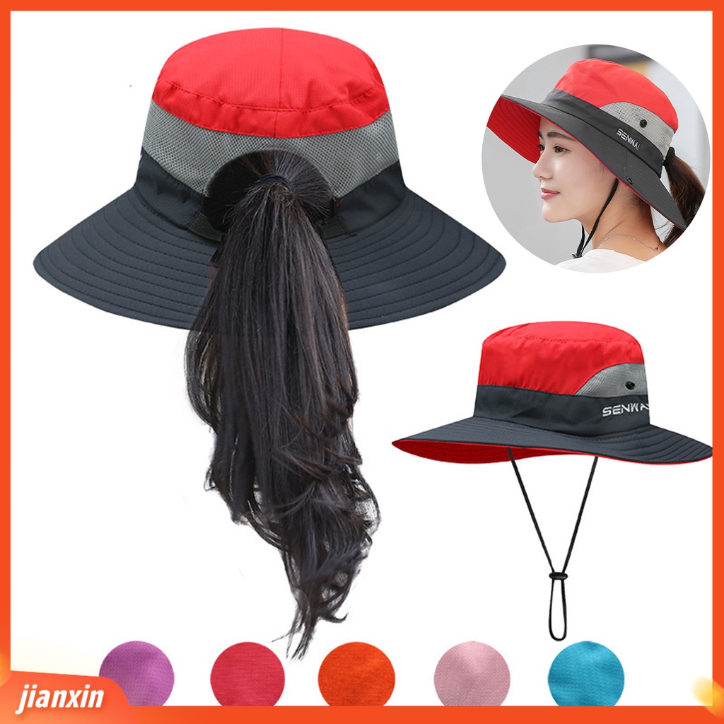 (In Stock) Topi Matahari Luar Ruangan Jaring Pinggiran Lebar Dapat Disesuaikan Bernapas Lipat Tahan UV Perlindungan Matahari Warna Solid Musim Panas Wanita Perlindungan UV Topi Pelindung Matahari Untuk Pria