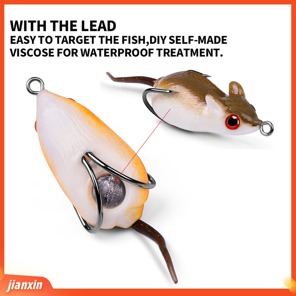 (In Stock) 5cm 9g Silikon Umpan Tikus Fleksibel Tajam Kait Umpan Tikus Dengan Kait Ganda Aksesori Memancing