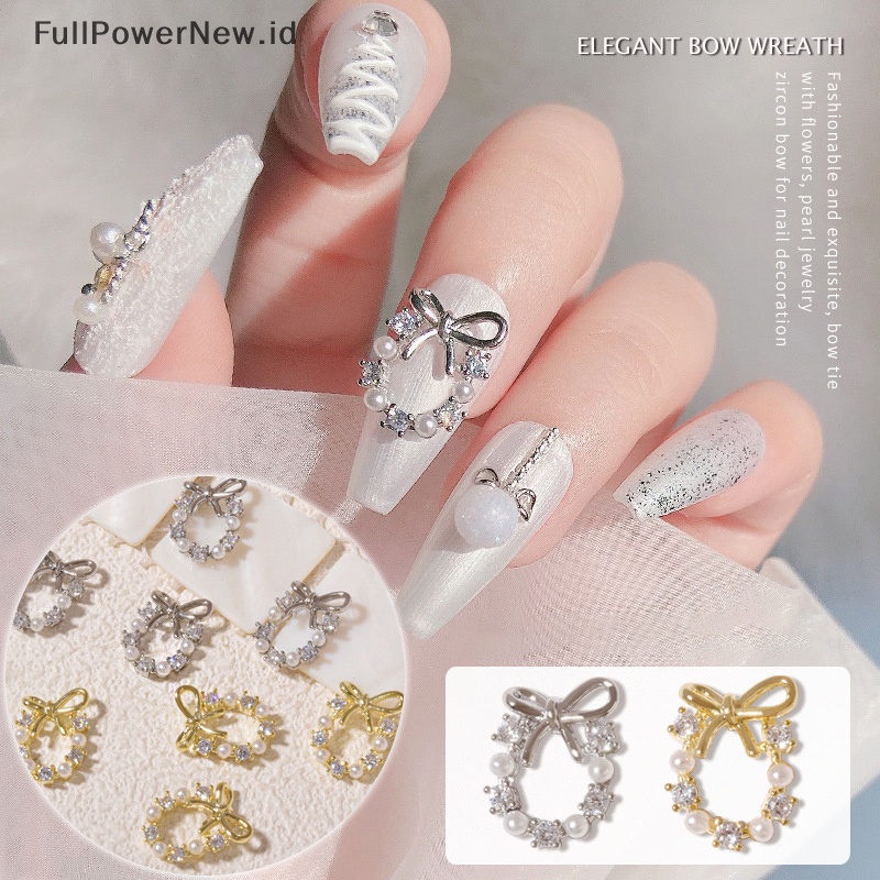 Power 3D Berlian Imitasi Kristal Nail Art Garland Mutiara Menjuntai Ch Natal Dekorasi Kuku ID