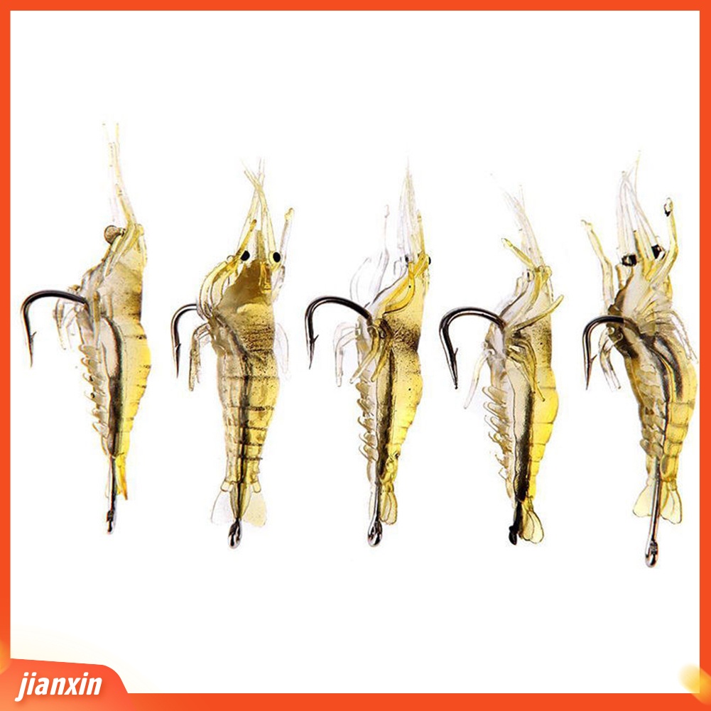 (In Stock) 5pcs Umpan Ikan Umpan Udang Fishing Tackle Simulasi Udang Kait Air Asin