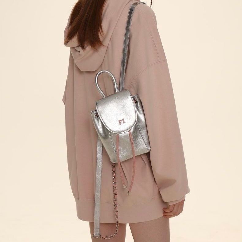 [ COD✅ ] Aroana Bag Tas Bahu Wanita Pola Kulit Rantai Warna Kontras Tas Ransel Mini tas ransel wanit