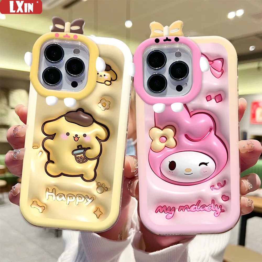 Case Realme C55 C30 C31 C33 C35 C21Y C25Y Realme 10 C11 C25 C17 C15 C12 C3 C2 7i 5 5i 6i 9i Narzo 30A 50A Prime Kartun Sanrio Melody Dan PompomPurin Silikon Lembut Penutup Telepon